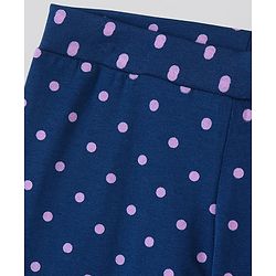 Pine Kids Knit Three Fourth Biowashed Stretchable Leggings Polka Dot Print And Solid Pack of 2- Purple Blue