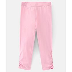 Pine Kids Three Fourth Length Biowashed Cotton Stretchable Solid Leggings Pack Of 2 - Violet Pink