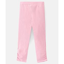 Pine Kids Three Fourth Length Biowashed Cotton Stretchable Solid Leggings Pack Of 2 - Violet Pink