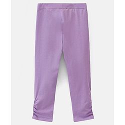 Pine Kids Three Fourth Length Biowashed Cotton Stretchable Solid Leggings Pack Of 2 - Violet Pink