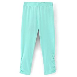 Pine Kids Three Fourth Length Biowashed Cotton Stretchable Leggings Solid & Leaf Print Pack Of 2 - Pink Green