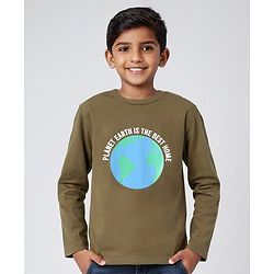 Pine Kids Full Sleeves Biowashed T-Shirt Multiprint - Green