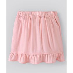 Pine Kids Solid Soft Rayon Skirt with Frills Knee Length - Rose Quartz