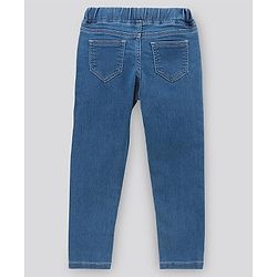 Pine Kids Cotton Full Length Stretchable Jeggings with Elasticated Waistband Washed - Light Blue