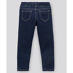 Pine Kids Cotton Full Length Stretchable Jeggings with Elasticated Waistband Washed - Medium Blue