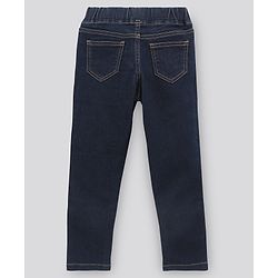 Pine Kids Cotton Full Length Stretchable Jeggings with Elasticated Waistband Washed - Dark Blue