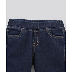 Pine Kids Cotton Full Length Stretchable Jeggings with Elasticated Waistband Washed - Dark Blue