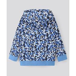 Pine Kids Full Sleeves Biowashed Hooded Printed Sweatshirt - Blue