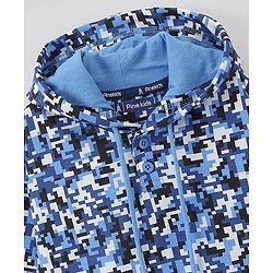 Pine Kids Full Sleeves Biowashed Hooded Printed Sweatshirt - Blue