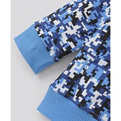 Pine Kids Full Sleeves Biowashed Hooded Printed Sweatshirt - Blue