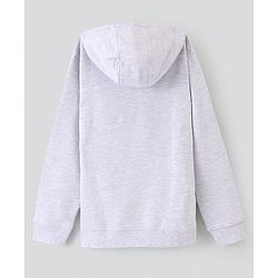 Pine Kids Hooded Full Sleeve Sweatshirt with Skater Print - Grey Melange