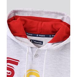 Pine Kids Hooded Full Sleeve Sweatshirt with Skater Print - Grey Melange
