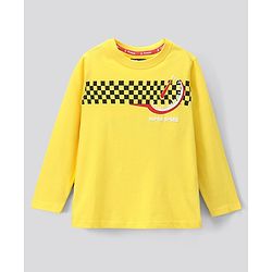 Pine Kids Cotton Knit Full Sleeves Racetrack Printed Biowash T Shirt - Yellow