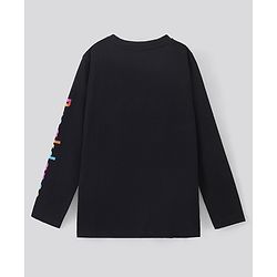 Pine Kids Cotton Knit Full Sleeves Text Printed Biowash T Shirt - Black