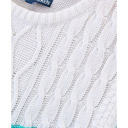 Pine Kids Moderate Winter Cable Knit Full Sleeves Sweater - White Navy Blue