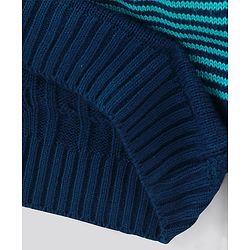 Pine Kids Moderate Winter Cable Knit Full Sleeves Sweater - White Navy Blue