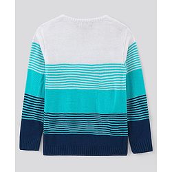 Pine Kids Moderate Winter Cable Knit Full Sleeves Sweater - White Navy Blue