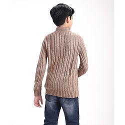 Pine Kids Full Sleeves Cable Knit Sweater- Beige
