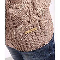 Pine Kids Full Sleeves Cable Knit Sweater- Beige