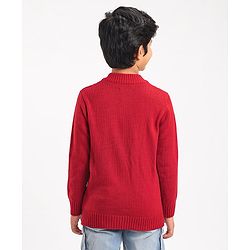 Pine Kids Full Sleeves Solid Sweater - Deep Red