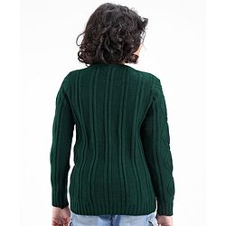 Pine Kids Fine Knit Full Sleeves Pullovers Sweaters Textured - Green