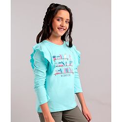 Pine Kids Full Sleeves Biowashed T-Shirt Multiprint - Light Blue