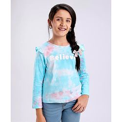 Pine Kids Full Sleeves Biowashed Top Text Print- Multicolor