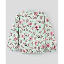 Pine Kids Full Sleeves Bio Washed Top Floral Print- Green