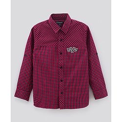 Pine Kids Full Sleeves Softner Wash Check Shirt With Inner Sleeveless T-Shirt - Maroon