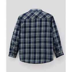 Pine Kids Full Sleeves Softner Wash Check Shirt - Green Blue