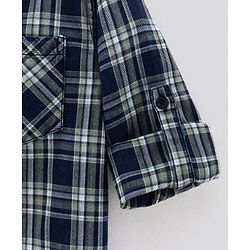 Pine Kids Full Sleeves Softner Wash Check Shirt - Green Blue