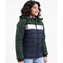 Pine Kids Full Sleeves Metallic Color Block Hooded Jacket for Moderate Winter - Multicolour