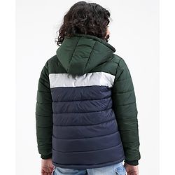 Pine Kids Full Sleeves Metallic Color Block Hooded Jacket for Moderate Winter - Multicolour