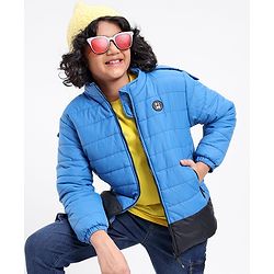 Pine Kids Full Sleeves Moderate Winter Padded Jacket with Hoodie - Blue