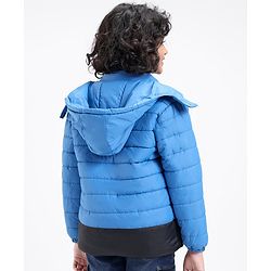 Pine Kids Full Sleeves Moderate Winter Padded Jacket with Hoodie - Blue