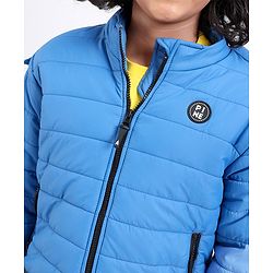Pine Kids Full Sleeves Moderate Winter Padded Jacket with Hoodie - Blue