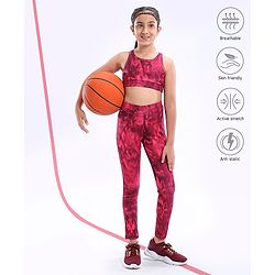 Pine Active High Stretch Breathable Tie Dye Sports Bra And Legging Set - Multicolour