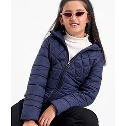 Pine Kids Hooded Full Sleeves Padded Jacket Solid- Navy Blue