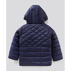 Pine Kids Hooded Full Sleeves Padded Jacket Solid- Navy Blue