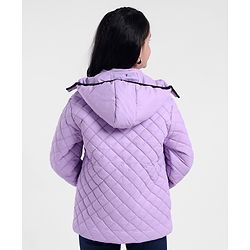 Pine Kids Full Sleeves Solid Padded Jacket With Detachable Hoodie - Violet