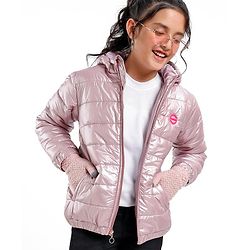 Pine Kids Full Sleeves Padded Hooded Jacket for Moderate Winter - Pink