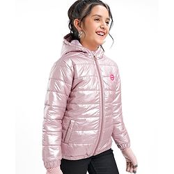 Pine Kids Full Sleeves Padded Hooded Jacket for Moderate Winter - Pink