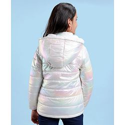 Pine Kids Full Sleeves Hooded Padded Jacket with Holographic Print for Moderate Winter - Multicolour