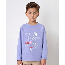 Pine Kids Full Sleeves Biowashed T-Shirt Skateboard Print - Purple