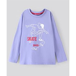 Pine Kids Full Sleeves Biowashed T-Shirt Skateboard Print - Purple