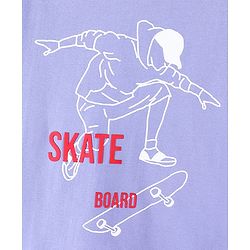 Pine Kids Full Sleeves Biowashed T-Shirt Skateboard Print - Purple