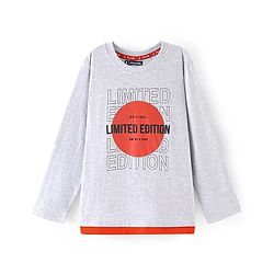 Pine Kids Full Sleeves Biowashed T-Shirt Text Print - Grey