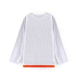 Pine Kids Full Sleeves Biowashed T-Shirt Text Print - Grey