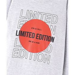 Pine Kids Full Sleeves Biowashed T-Shirt Text Print - Grey