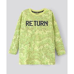 Pine Kids Full Sleeves Biowashed T-Shirt Text Print - Light Green